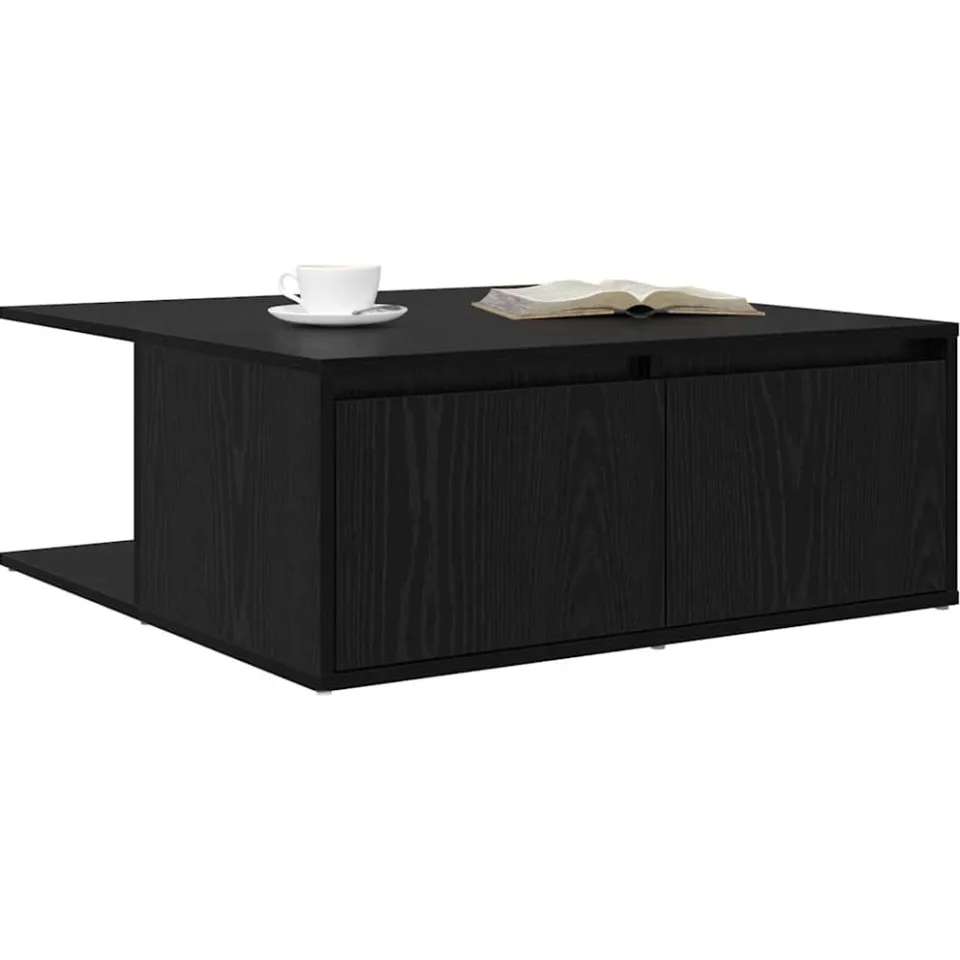 vidaXL Salontafel Zwart eiken 80 x 80 x 31,5 cm Bewerkt hout