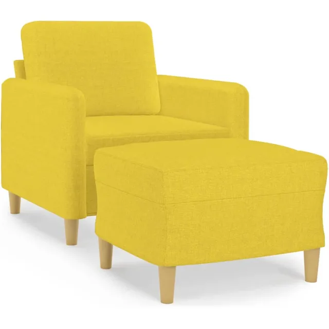vidaXL Fauteuil - met - voetenbank - 60 - cm - stof - lichtgeel