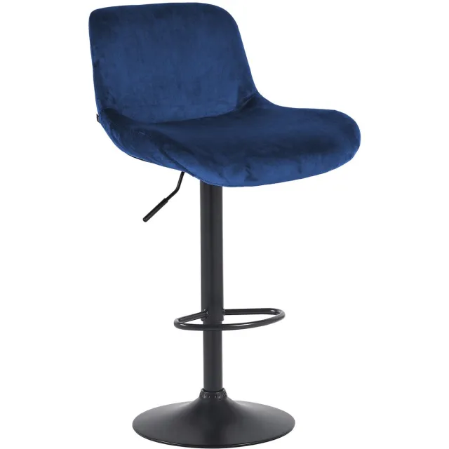CLP Solon Barkruk - met rugleuning - in hoogte verstelbaar - draaibaar - zwart frame - zwart/blauw
