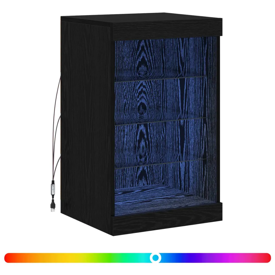 vidaXL LED Sideboard Zwart Eiken 41 x 37 x 67 cm Bewerkt hout, foto 4