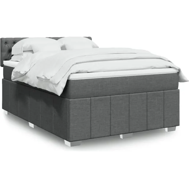 vidaXL Boxspring met matras stof donkergrijs 160x200 cm grijs