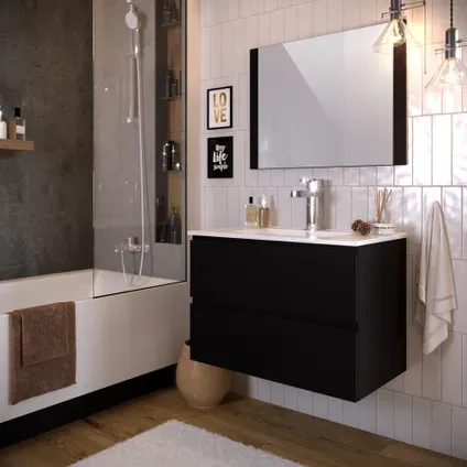 T-bath Badkamermeubelset Milenio Zwart Mat Gelakt 80cm, foto 2