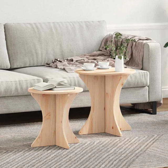 vidaXL Salontafel 2 st Naturel 46 x 46 x 47 cm Massief grenenhout, foto 2
