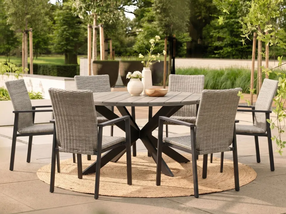 Manifesto Furniture Manifesto Villongo/Fidenza ovaal 220cm dining tuinset 7-delig stapelbaar, foto 4