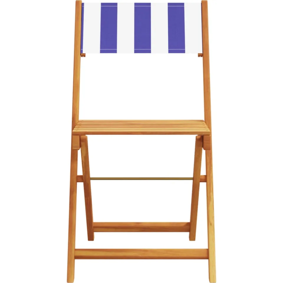 vidaXL 3-delige Bistroset stof en massief hout blauw en wit