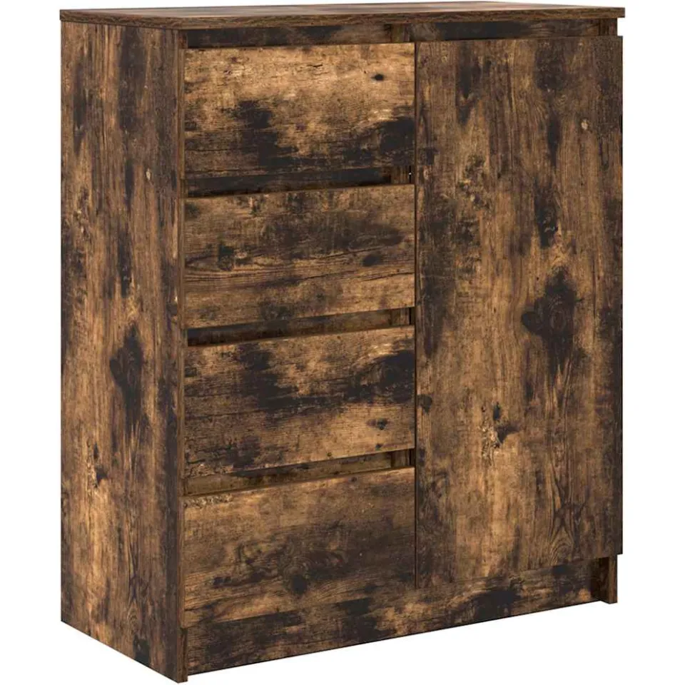 vidaXL Dressoir met lades 71x35x84 cm spaanplaat gerookt eiken Bruin