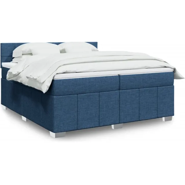 vidaXL Boxspring met matras stof blauw 200x200 cm