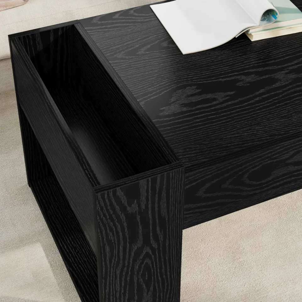 vidaXL Salontafel Zwart Eiken 110 x 50 x 41 cm Bewerkt hout, foto 4