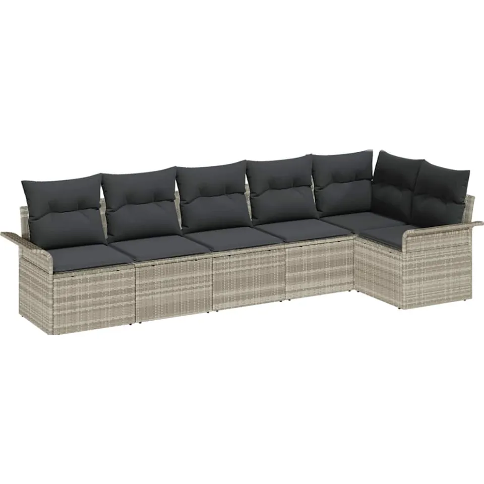 vidaXL Tuin Sofa Set 6 st Lichtgrijs poly rattan
