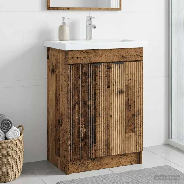vidaXL Badkamer onder wastafel kast Oud hout 78,5 x 37,5 x 81 cm Bruin