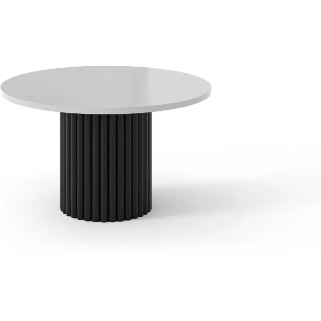 Margaret Hadas24 Sabina Ronde Salontafel - met Geribbelde Voet - 67 x 42 cm - Kasjmier / Zwart Kasjmier-Zwart