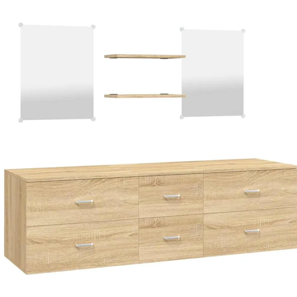 vidaXL 5-delige Badkamermeubelset bewerkt hout eikenkleurig, foto 3