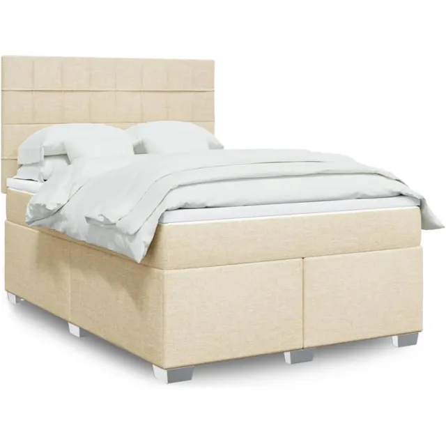 vidaXL Boxspring met matras stof crèmekleurig 160x200 cm