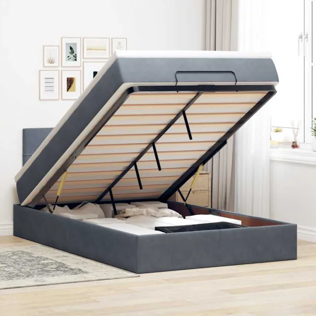 vidaXL Bed poef met matras 120x190 cm fluweel donkergrijs