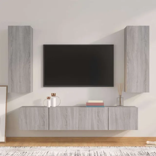 vidaXL 4-delige Tv-meubelset bewerkt hout grijs sonoma eikenkleurig, foto 2