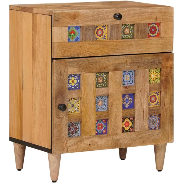 vidaXL Nachtkastje Naturel 50 x 33 x 60 cm Massief Mango Hout Bruin