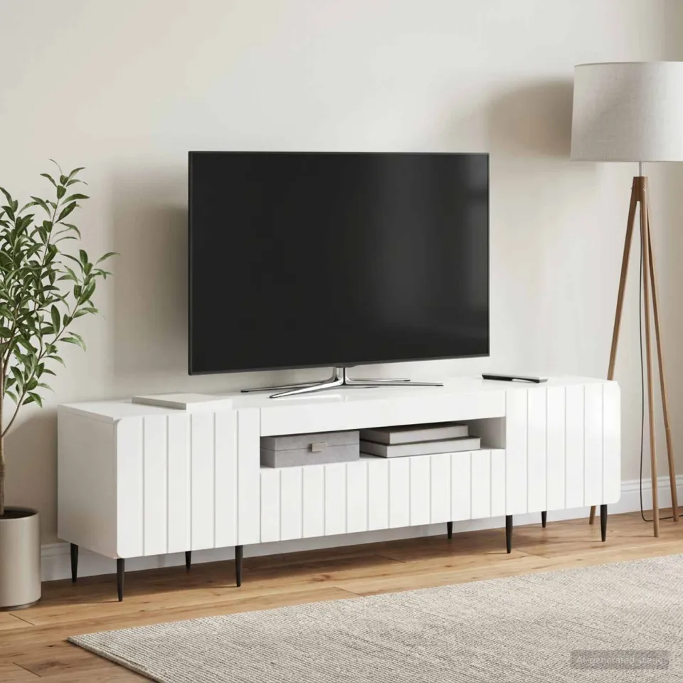 vidaXL LED tv-meubel ZWOLLE 153 x 35 x 43 cm Hoogglans Wit, foto 4