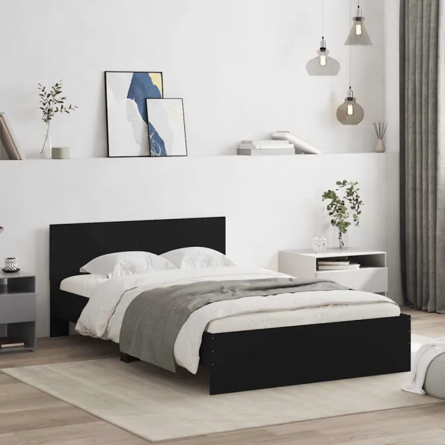 vidaXL Bedframe met hoofdeinde zwart 135x190 cm