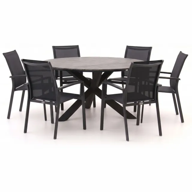 Forza Furniture Forza Centallo/Fidenza ø149cm dining tuinset 7-delig stapelbaar, foto 2