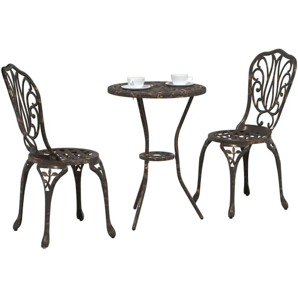 vidaXL Tuin Bistro Set 3 st Brons Aluminium