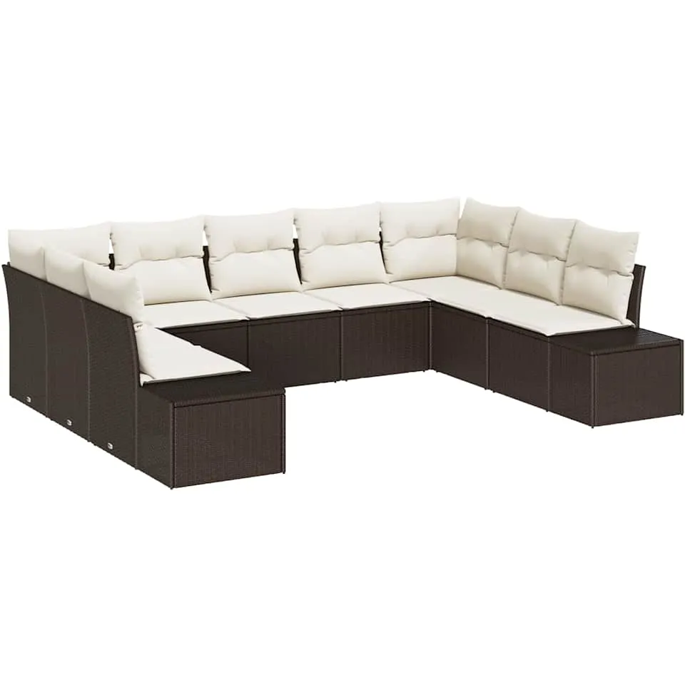 vidaXL Tuin Sofa Set 9 st Bruin poly rattan