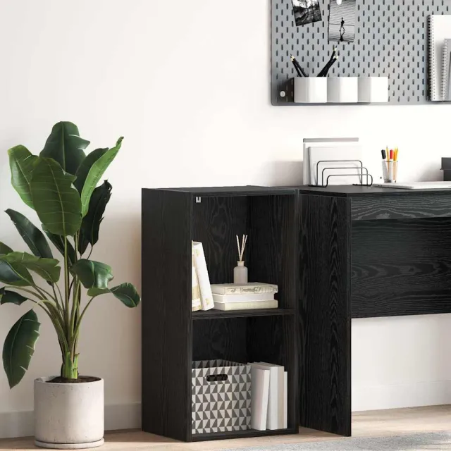 vidaXL Boekenkast 2-laags 40 x 30 x 77 cm Bewerkt hout Zwart Eiken, foto 2
