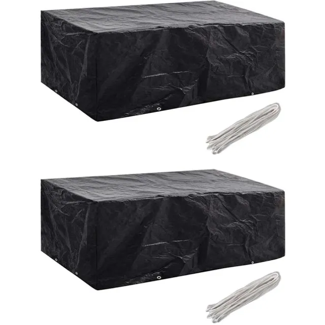 vidaXL Tuinmeubelhoezen 2 st 8 ogen 200x160x70 cm Zwart