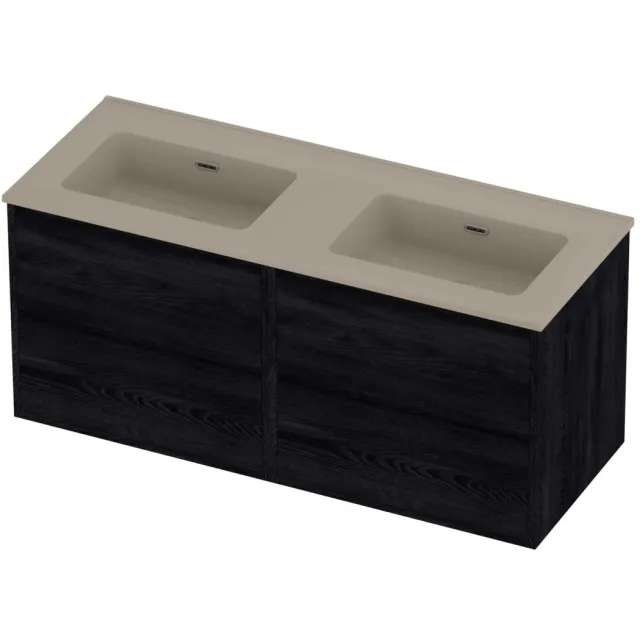 Proline Tribute Badmeubelset Porselein Elegant 4 Laden 120x46x54 cm Mat Crème Cotton Black Oak Eiken