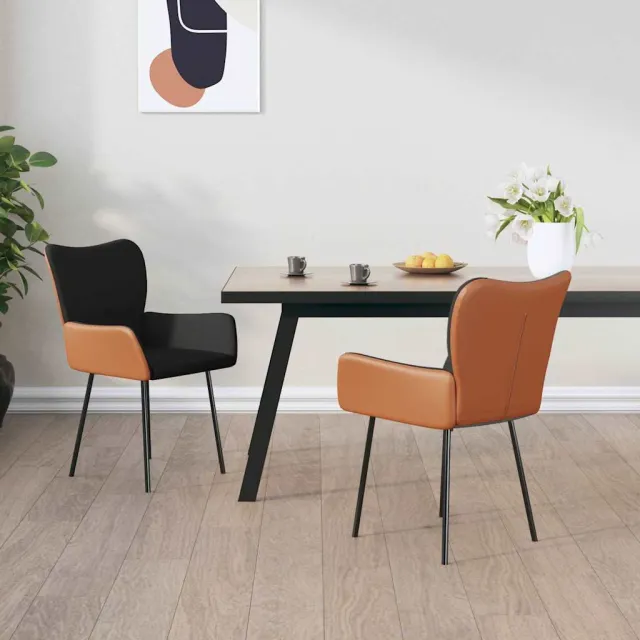vidaXL Eetkamerstoelen 2 st stof en kunstleer zwart, foto 2