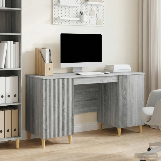 vidaXL Bureau met plank Grijs sonoma 142,5 x 50 x 75 cm Bewerkt hout