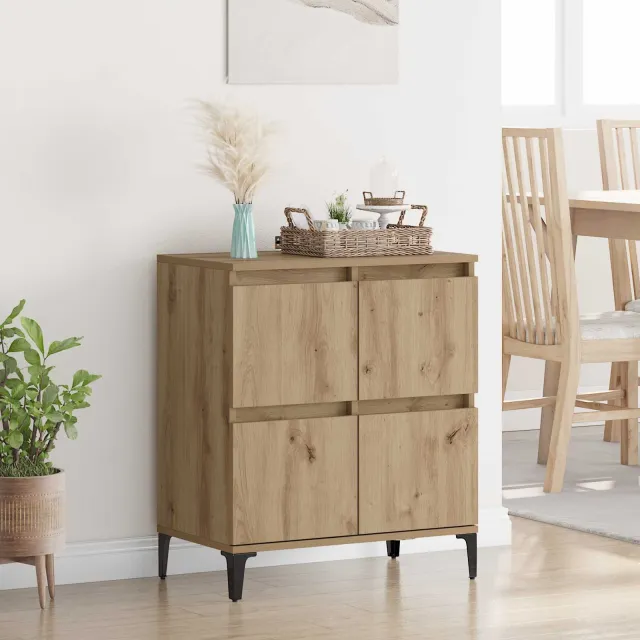 vidaXL Dressoir Artisan Eiken 60 x 35 x 70 cm Gemonteerd hout en ijzer Bruin