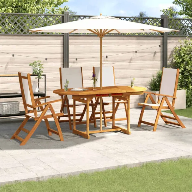 vidaXL 5-delige Tuinset massief acaciahout en textileen bruin, foto 2