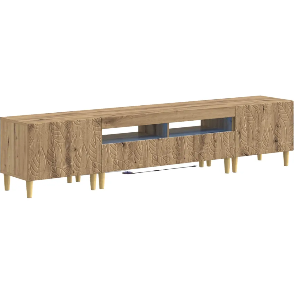 vidaXL 3-delige LED TV-kast DELFT Artisanaal eiken Bewerkt hout Grijs