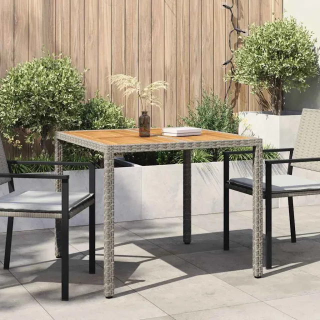 vidaXL Tuinstafel Grijs 90 x 90 x 75 cm poly rattan