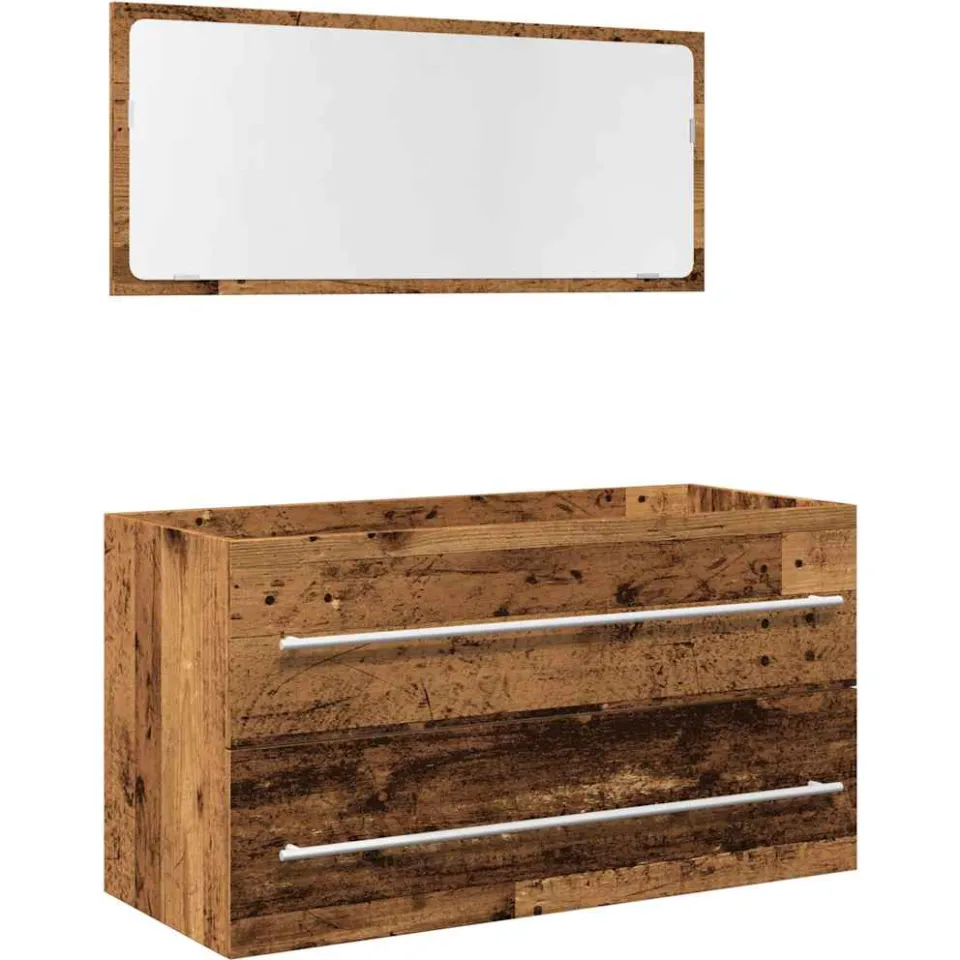 vidaXL 2-delige Badkamermeubelset bewerkt hout oud houtkleurig Bruin