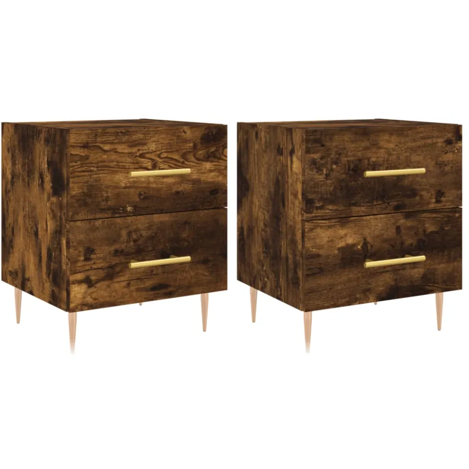 vidaXL Nachtkastjes 2 st 40x35x47,5 cm bewerkt hout gerookt eikenkleur, foto 3