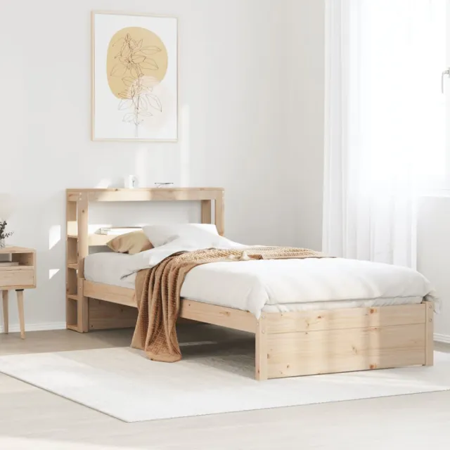 vidaXL Bedframe met hoofdbord massief grenenhout 75x190 cm bruin