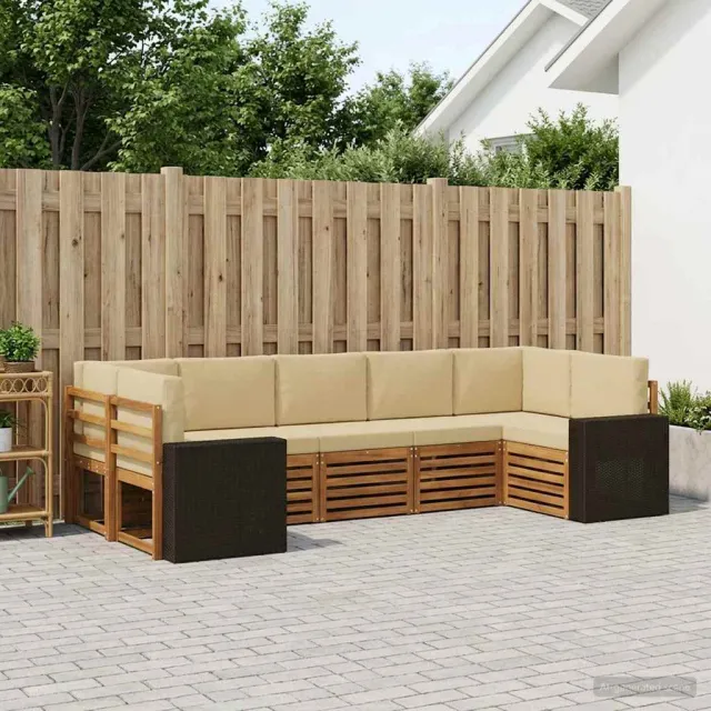 vidaXL Buiten bankenset 7 st 7-zits Natuurlijk en Beige