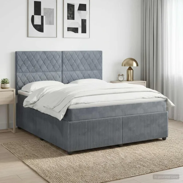 vidaXL Boxspringbed met matras Donkergrijs 180 x 200 cm Fluweel