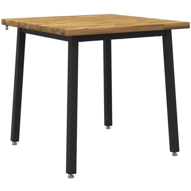 vidaXL Vierkante - Eettafel - 70 - x - 70 - x - 75 - cm - Massief - Acacia - Hout Whitewash en zwart
