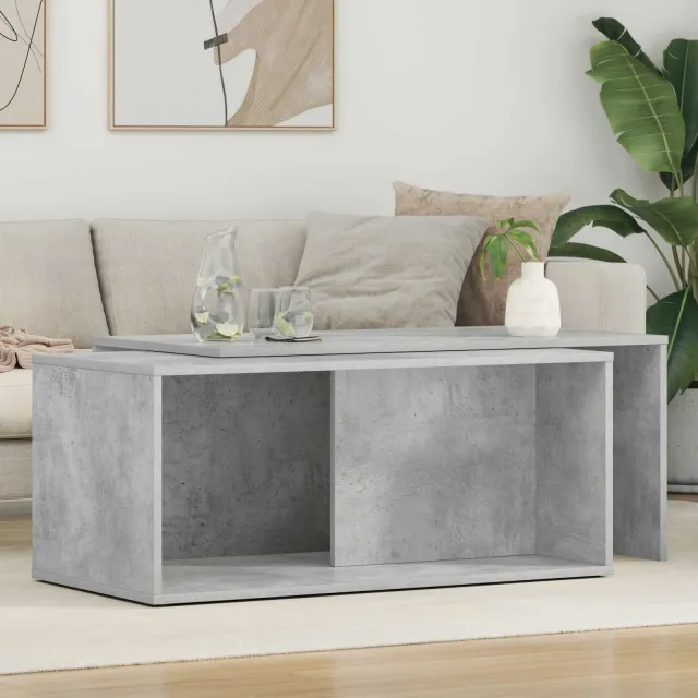 vidaXL Koffietafel Set 2 st Beton Grijs 90 x 48 x 40 cm Bewerkt hout, foto 2