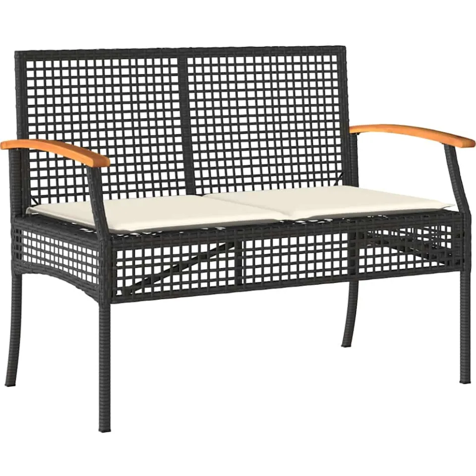 vidaXL 4-delige Tuinset met kussens poly rattan zwart