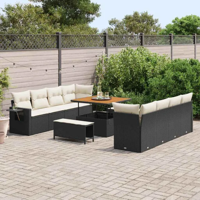 vidaXL Tuinbankenset 11 st Zwart poly rattan