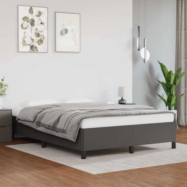 vidaXL Bedframe zonder matras 140x200 cm kunstleer grijs
