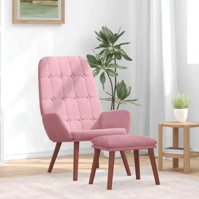 vidaXL Relaxstoel met voetenbank fluweel roze