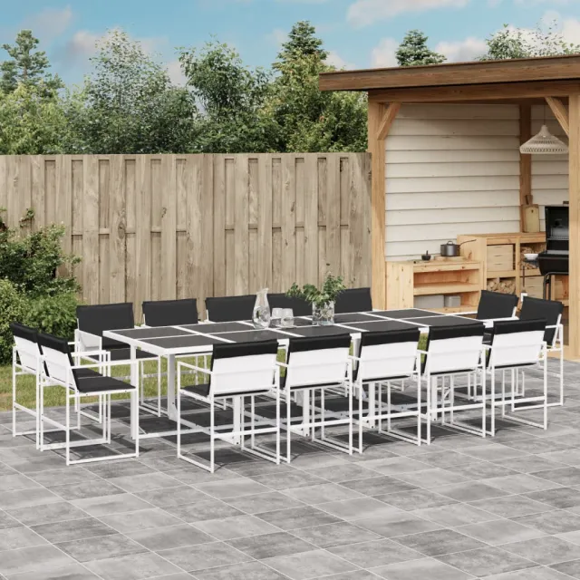 vidaXL 15-delige Tuinset met kussens textileen wit, foto 2