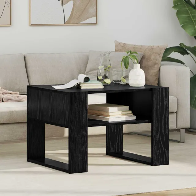 vidaXL Salontafel Zwart Eiken 66 x 53 x 45 cm Bewerkt hout, foto 2