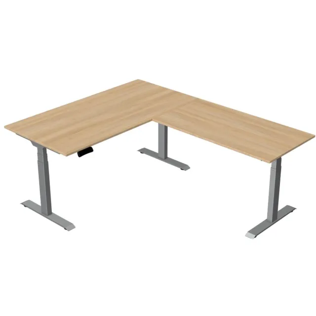 Kerkmann Elektrisch Zit-Sta Hoekbureau Move New Base 160x200 cm – Licht eiken