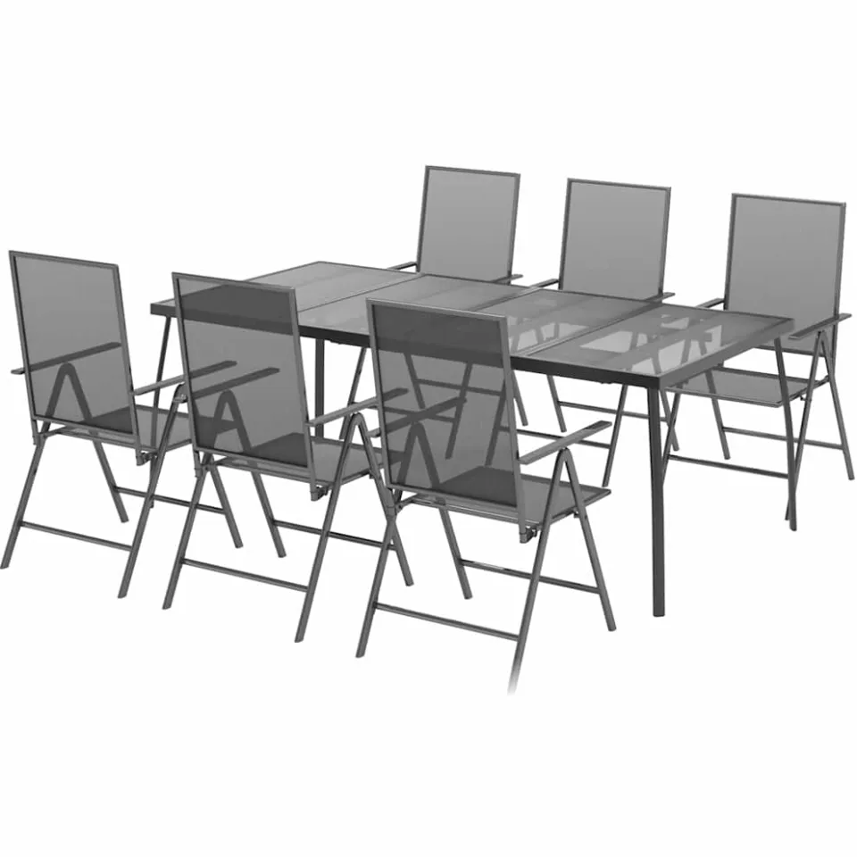 vidaXL 7-delige Tuinset staal antracietkleurig Anthraciet