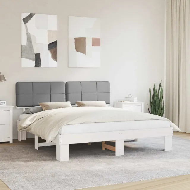vidaXL Bedframe met Gevoerd Hoofdgedeelte Lichtgrijs 180 x 200 cm